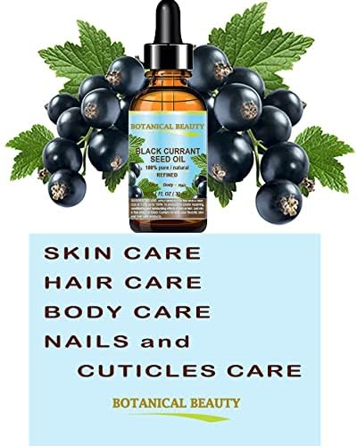 Botanical Beauty BLACK CURRANT SEED OIL 100% Pure Natural Undiluted Refined Cold Pressed Carrier Oil for Skin, Hair, Lip and Nail Care (1 Fl Oz)