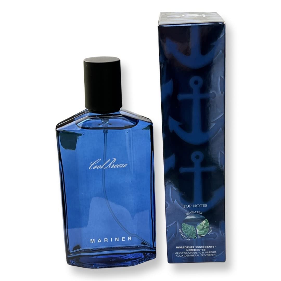 United Scents Cool Breeze MARINER Eau de Parfum for Men | 3.4 Fl Oz | Notes of Seawater, Spicy Rosemary and Fresh Mint