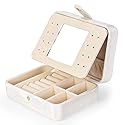 SoleGood Plush Velvet Small Jewelry Box Necklace Ring Storage Organizer Mini Jewelry case Jewelry Travel Organizer for Women Girls (Ivory)