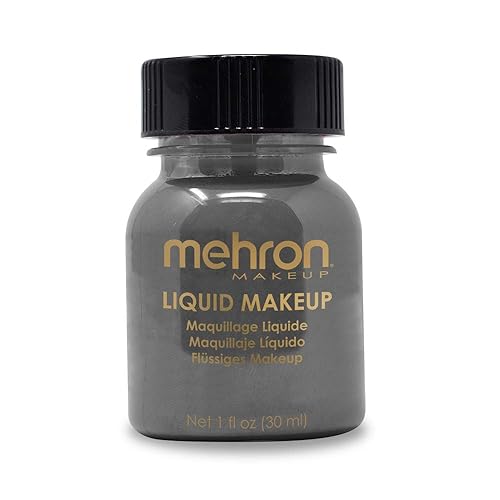Mehron Makeup Liquid Makeup | Face Paint and Body Paint Perfect for Halloween, Cosplay I Air Brush Compatible Body Paint (1 oz) (MONSTER GREY)