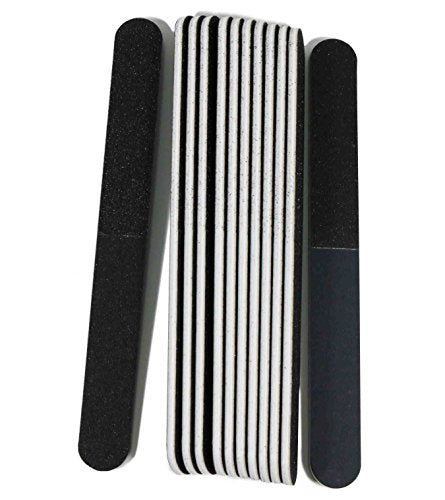 Professional Quality Nail File, Black 4 Way, White Center (100-180/240-600) 12 Pack