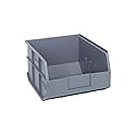 Quantum Storage K-SSB425GY-3 3-Pack Stackable Plastic Shelf Bin, 12" x 11" x 7", Gray
