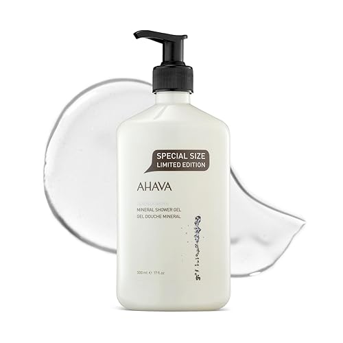 AHAVA Dead Sea Mineral Shower Gel 17 fl oz - Luxury Hydrating Body Wash with Aloe Vera & Osmoter Minerals, Gentle Cleanser for Dry & Sensitive Skin