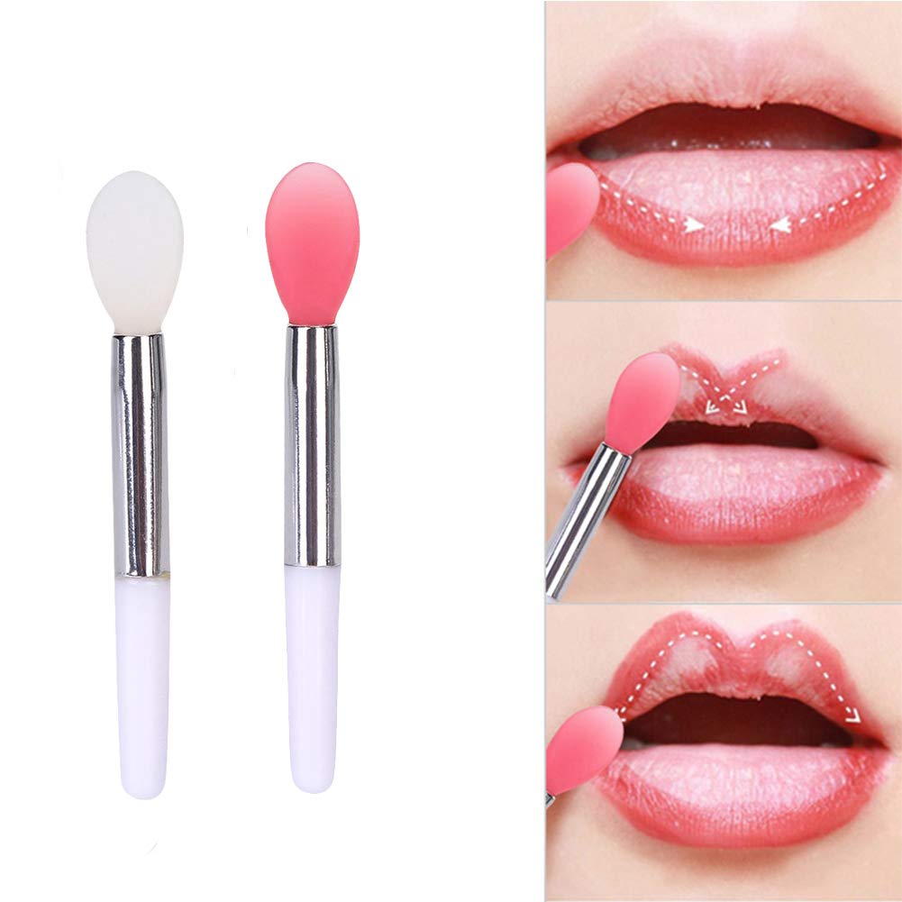 Silicone Lip Brush Set - 2pcs Double-sided Lip Scrubber & Balm Applicator Tools