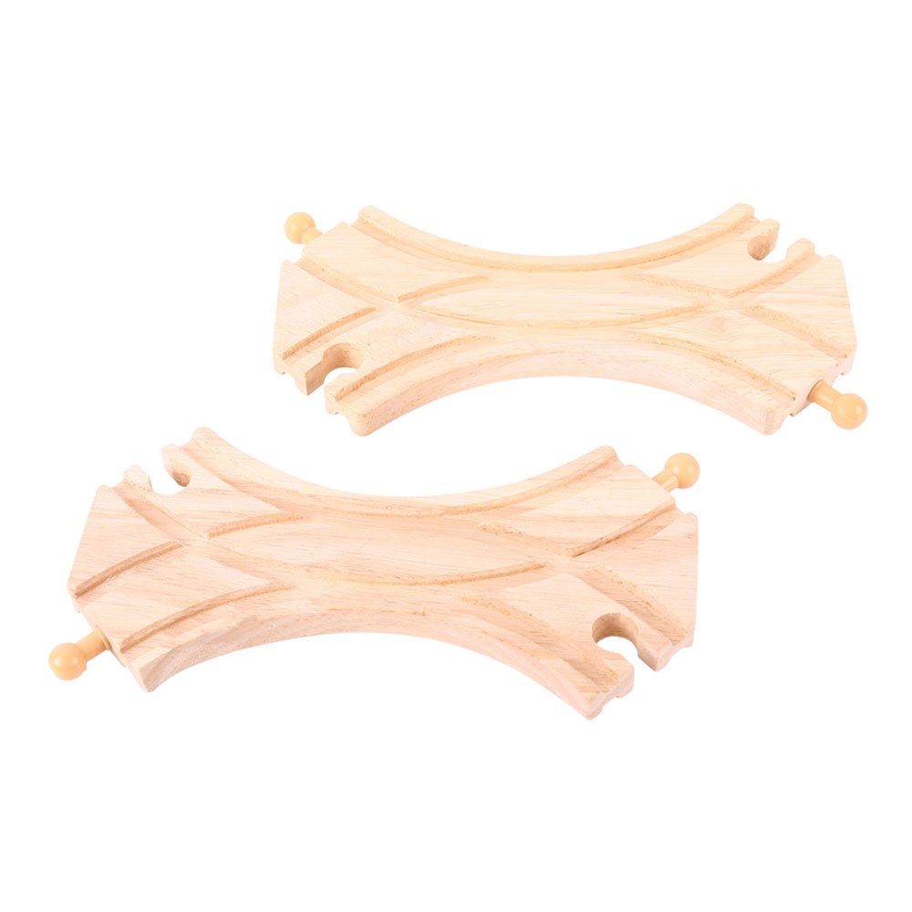 Bigjigs Rail Wooden Track Double Curved Turnouts (2 Pack) – Compatible with Bigjigs & Most Wooden Train Sets, Durable Train Accessories