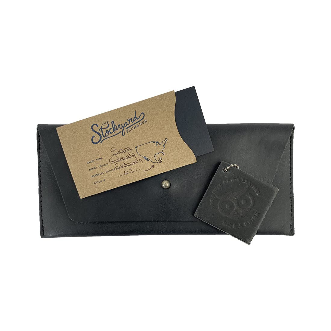 Hide & Drink, Long Utility Pouch, Stylish Wallet for Carrying and Storing Cash, Clutch Bag, Full Grain Leather, Handmade, Charcoal Black