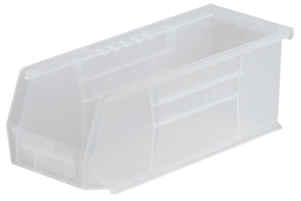 Akro-Mils 30224 AkroBins Plastic Storage Bins, Space-Saving Stackable Bins for Garage, Pantry, Craft Organization, 11" L x 4" W x 4" H, Clear, 12-Pack