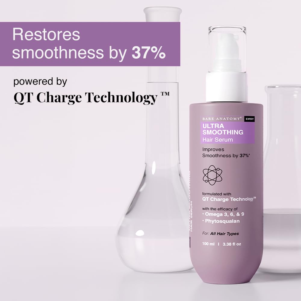 Bare Anatomy Ultra Smoothing Hair Serum Powered By Carbohydrate Complex & Niacinamide | Serum for Smooth & Shiny Hair | For Dry & Frizzy Hair | Women Beauty and Personal Care Bare Anatomy