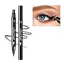 Linble Dual Ended Black Liquid Eyeliner - 2 in 1 Winged Cat Eye Stamp & Felt-tip Eyeliner Pen, Waterproof, Long Lasting and Smudge Proof Eye Makeup