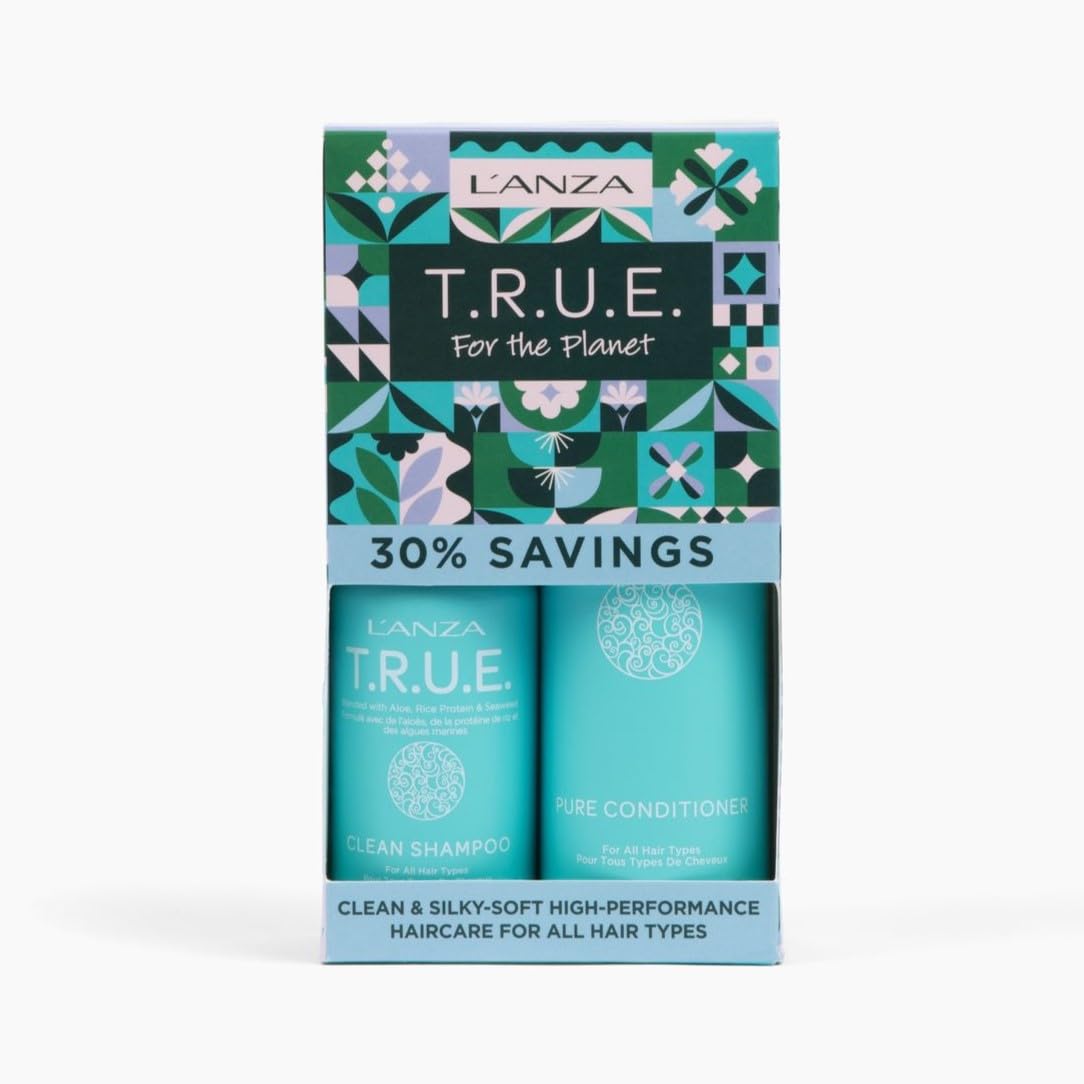 L'ANZA T.R.U.E. Duo Hair Kit, Clean Shampoo & Pure Conditioner, Anti Frizz, Fragrance & Paraben Free, Vegan & Cruelty Free Shampoo and Conditioner