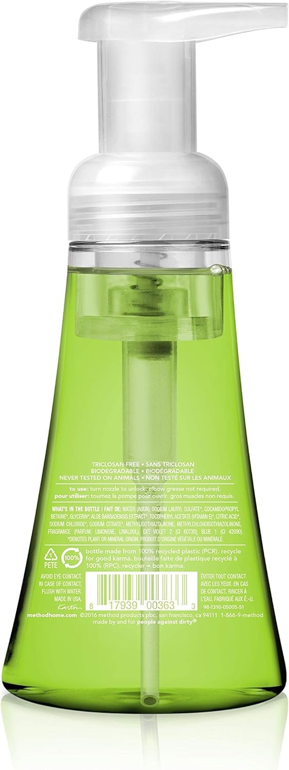 Method Naturally Derived Foaming Hand Wash, Green Tea + Aloe, 10 Ounce
