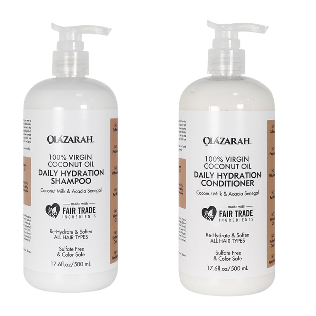 Coconut Daily Hydration Shampoo, 17 fl. oz. & OlaZarah Coconut Oil Conditioner, 17 fl. oz (combination)
