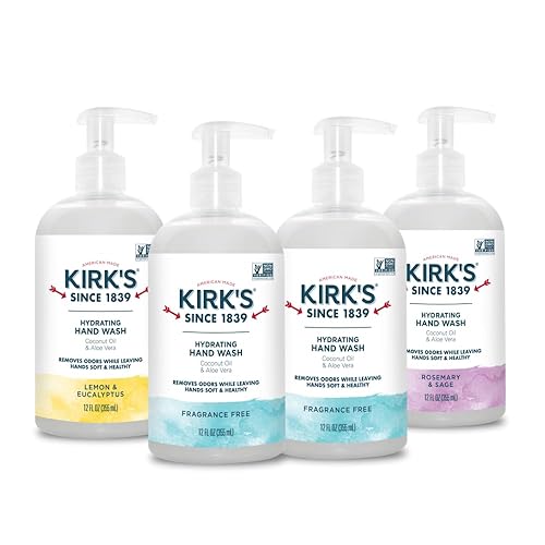Kirk's Hydrating Hand Wash - Made with Coconut Oil and Aloe Vera, With Odor Neutralizing Technology To Help Eliminate Odors, Non-GMO, Vegan, Variety