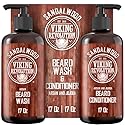 Viking Revolution Beard Wash & Beard Conditioner Set with Argan & Jojoba Oils - Softens and Strengthens - Natural Sandalwood Scent - Beard Shampoo