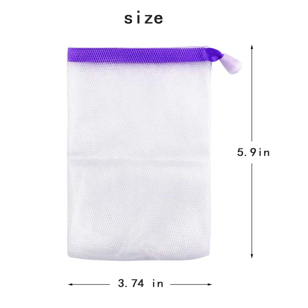 INVODA 20 PCS Soap Net Bag Double Layer Drawstring Soap Mesh Soft Bath Soap Net for Facial Body Exfoliation Cleaning Tool (Random Color)