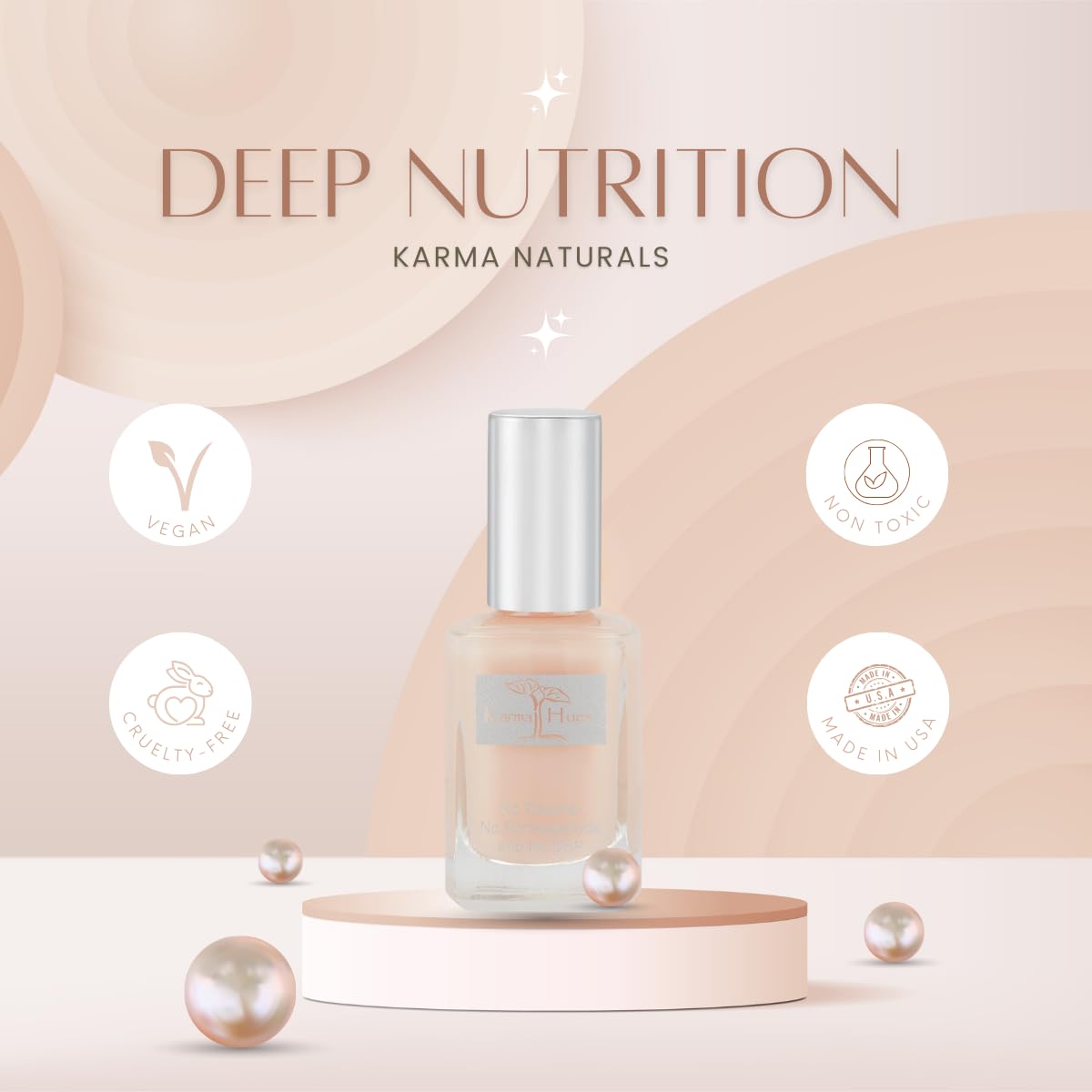 Karma Organic deep Nutrition Nail Strengthener for Thin Nails and Growth, Nail Ridge Filler Base Coat Polish, Nail Hardener Polish for Damaged Nails