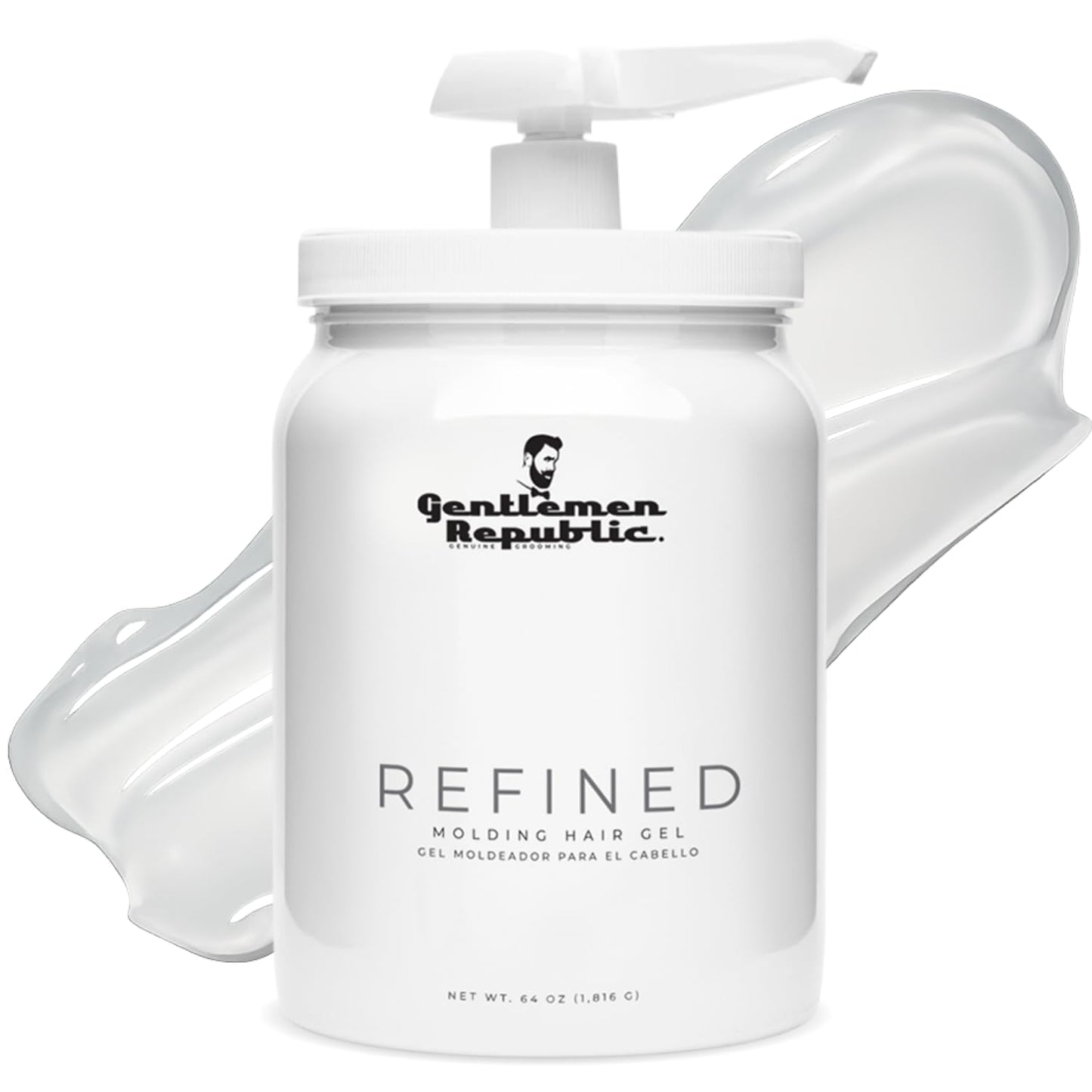 Gentlemen Republic 64oz Refined Men's Hair Gel - Professional Formula for 24 Hour Shine and Strong Hold, Humidity Resistant Styling Gel for hair