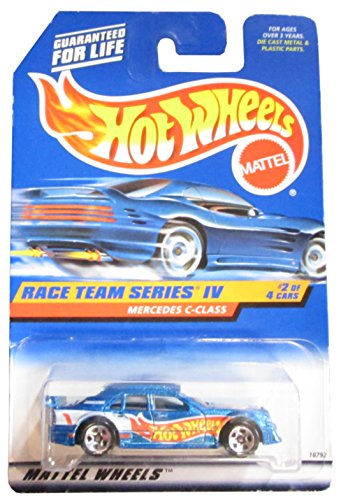 Hot Wheels Mattel 1998 1:64 Scale Race Team Series IV Blue Mercedes C-Class Die Cast Car 2/4