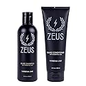 ZEUS Beard Wash Set for Men, Shampoo & Conditioner Duo with Green Tea & Essential Oils, Hydrates, Softens & Strengthens Beard Hair (Made in USA)