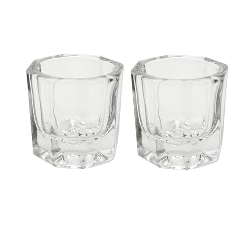 PandaSpa 2 Pieces Dappen Dish Crystal Bowl Glass Acrylic Nail Liquid Powder Nail Art (Pack of 2)