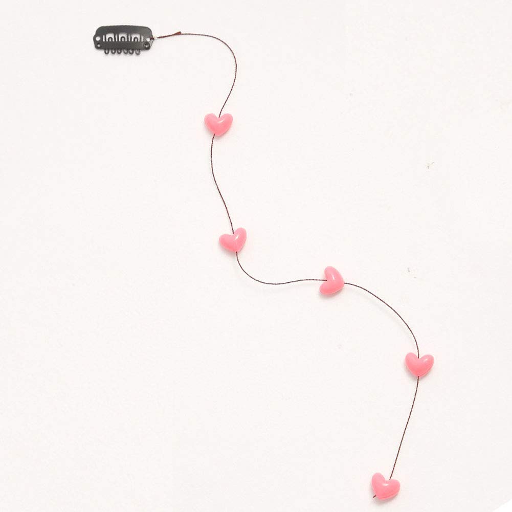 Numblartd Set of 3 Handmade Streamline Hair Extensions Hair Clip Pins with Acrylic Love Heart Bead - DIY Hair Clip Comb Hairpin Headdress Hair