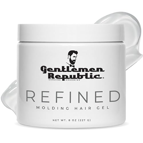 Gentlemen Republic 8oz Refined Hair Gel - Professional Formula for 24 Hour Shine and Hold, Humidity Resistant, 100% Alcohol-Free and Never Flakes