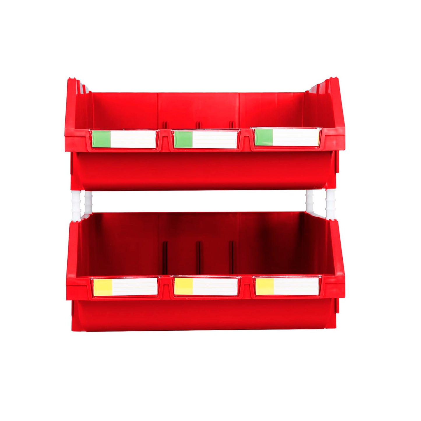 DJC Supply 16.5" X 14.5" X 6.9" Red Heavy duty thermoplastic storage bin organizer, Stackable, Hangable, Side-connect, Great for tools, parts crafts…