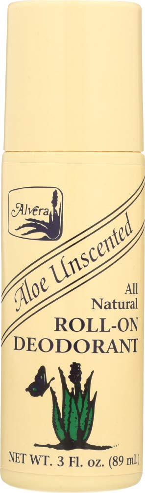 Alvera Aloe Based Roll-On Deodorant, Unscented, 3 OZ (Pack of 4) Beauty and Personal Care Alvera