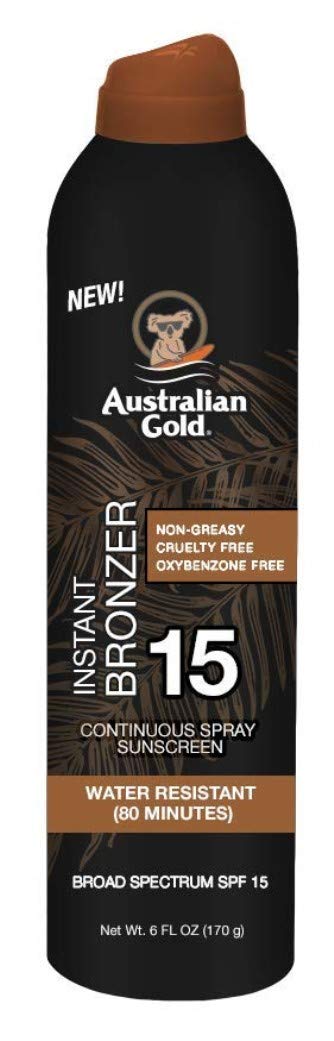 Australian Gold Continuous SPF#15 Spray 6 Ounce with Bronzer (Pack of 6)
