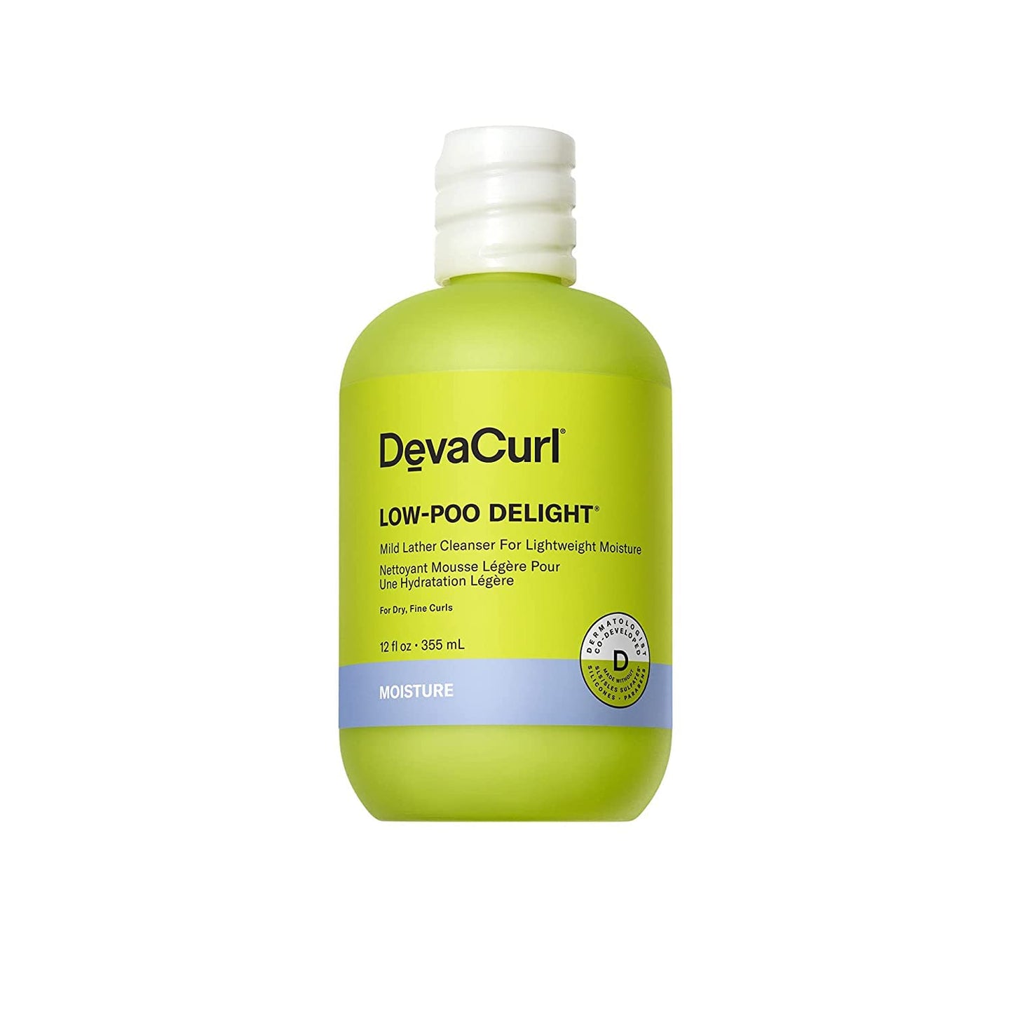 DevaCurl Low-Poo Delight Mild Lather Cleanser for Lightweight Moisture, Green Oasis, 12 fl. oz.