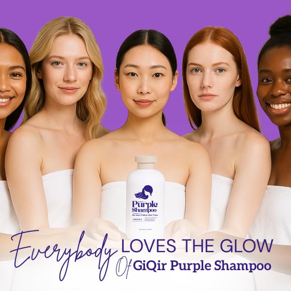 GiQir Beauty Purple Shampoo and Hair Mask Set, No More Yellow Hair Tone, Anti-Fading, 16.9 fl oz, 500mL, PH5.05.2