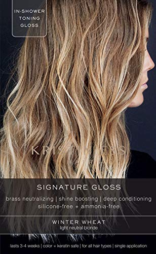 Kristin Ess Hair Gloss in Winter Wheat Light Neutral Blonde - 4 Wk Semi Permanent Hair Color for Women - Light Blonde Color Depositing Conditioner