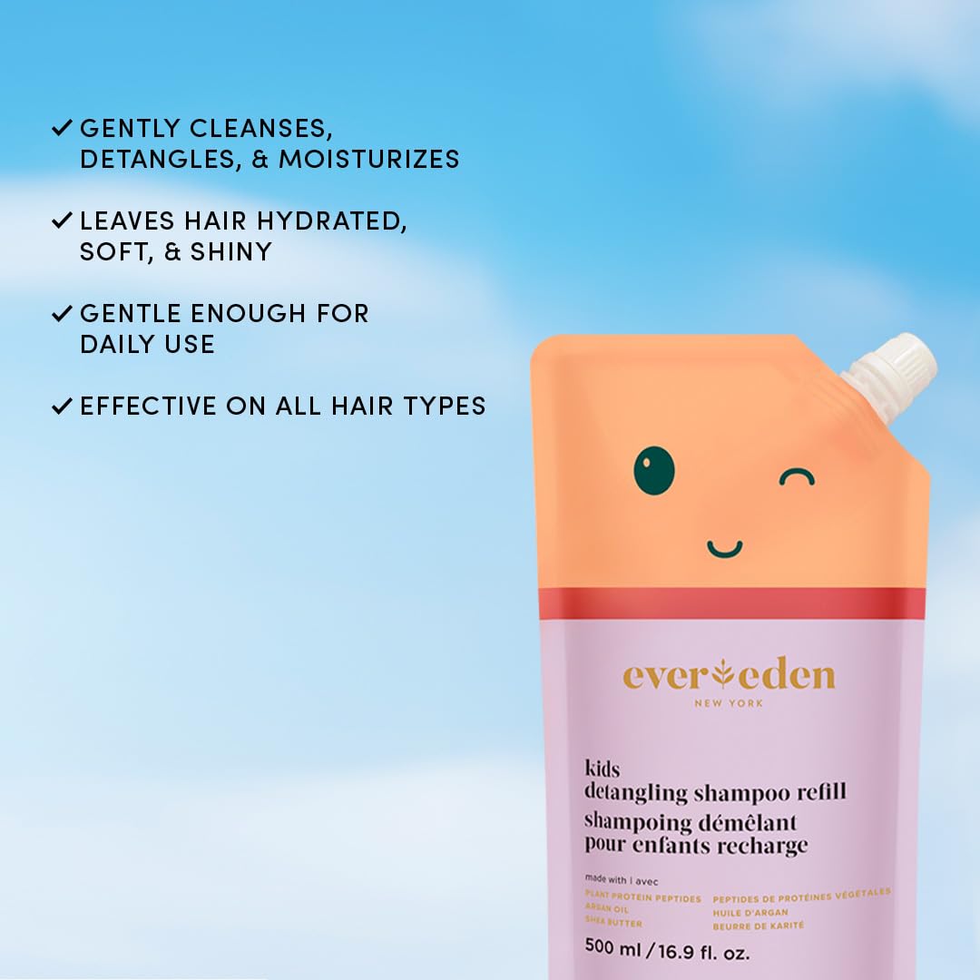Evereden Kids Shampoo & Conditioner Refills | Dermatologist-Tested, EWG Verified, No Silicones | Detangling Haircare with Plant Protein Peptides