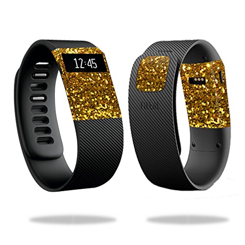 MightySkins Skin Compatible with Fitbit Charge Cover Skins Sticker Watch Gold Glitter