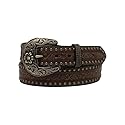 Nocona Ladies Belt 1 1/2 Embossed Overlay Studs Brown