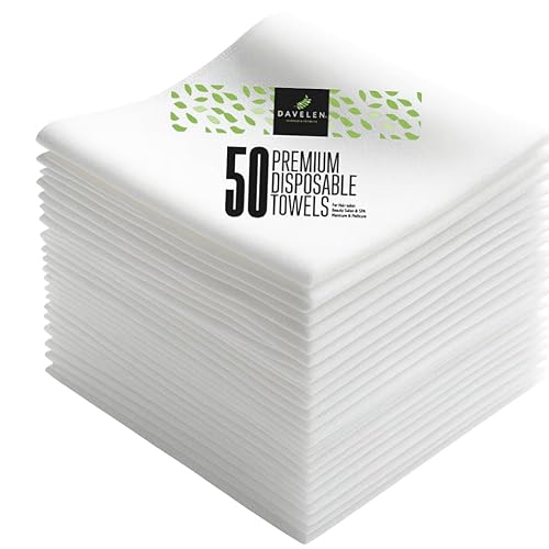 DAVELEN Disposable Large Luxury Towels (50-Count) Spa and Salon Quality Softness for Guests, Clients | Hair, Face, Body Use | Luxurious Comfort…