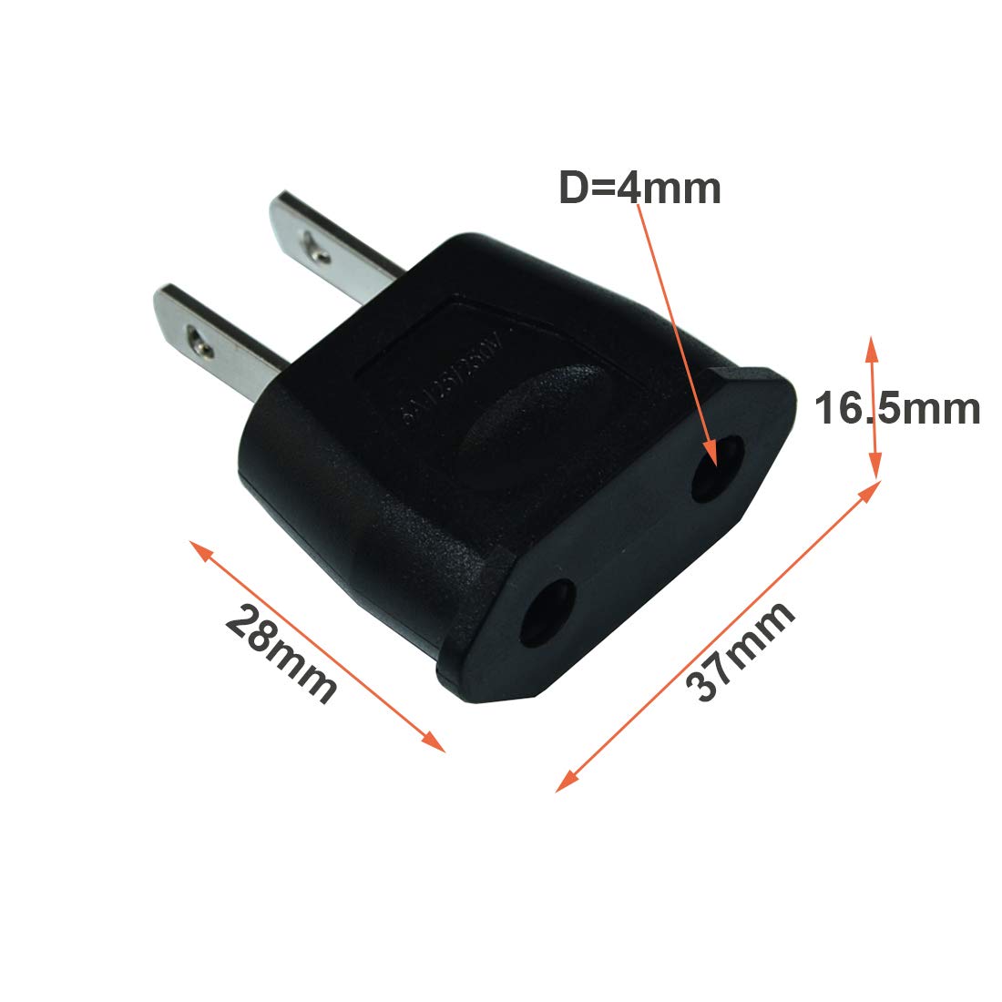 Socket Plug Adapter Europe EU Euro to US Travel Charger AC Power Converter 2PCS(Black)