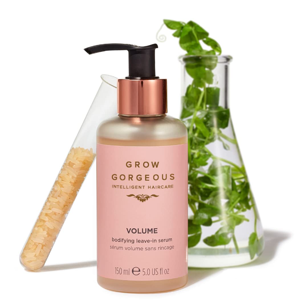 Grow Gorgeous Volume Bodifying Leave-in Serum, 150ml - Lightweight with Hyaluronic Acid for Thin, Flat Hair - Vegan