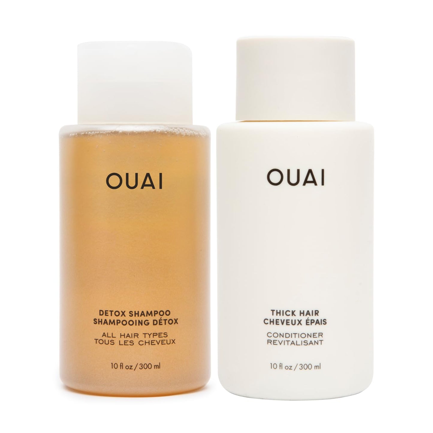 OUAI Detox Shampoo & Thick Hair Conditioner Bundle - Clarifying Shampoo for Build Up, Dirt, Oil, Product and Hard Water & Moisturizing Conditioner