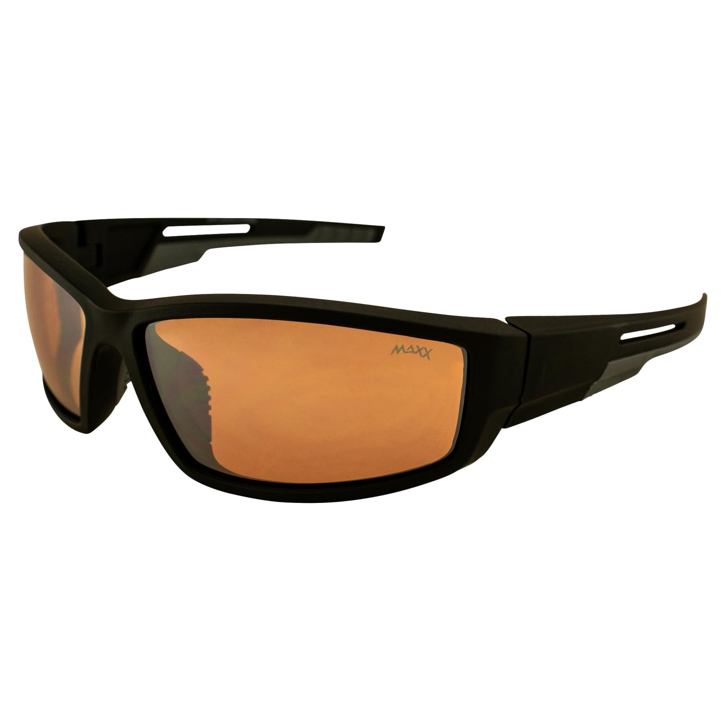 Maxx Zulu Sport Golf Motorcycle Riding Sunglasses Black with HighDefinition Amber Lens