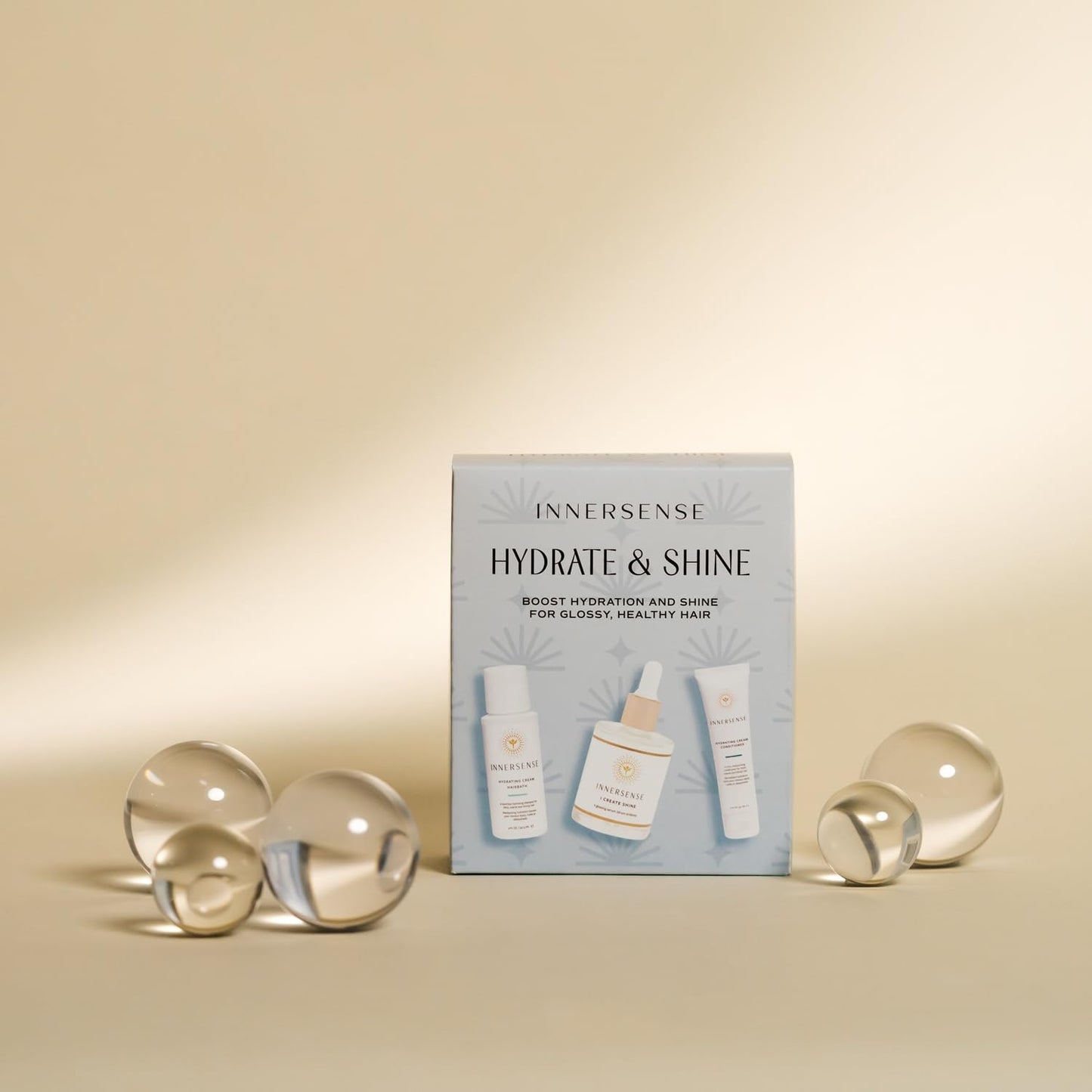 INNERSENSE Organic Beauty - Hydrate & Shine Set | I Create Shine, Hydrating Cream Hairbath, Hydrating Cream Conditioner | Non-Toxic, Cruelty-Free