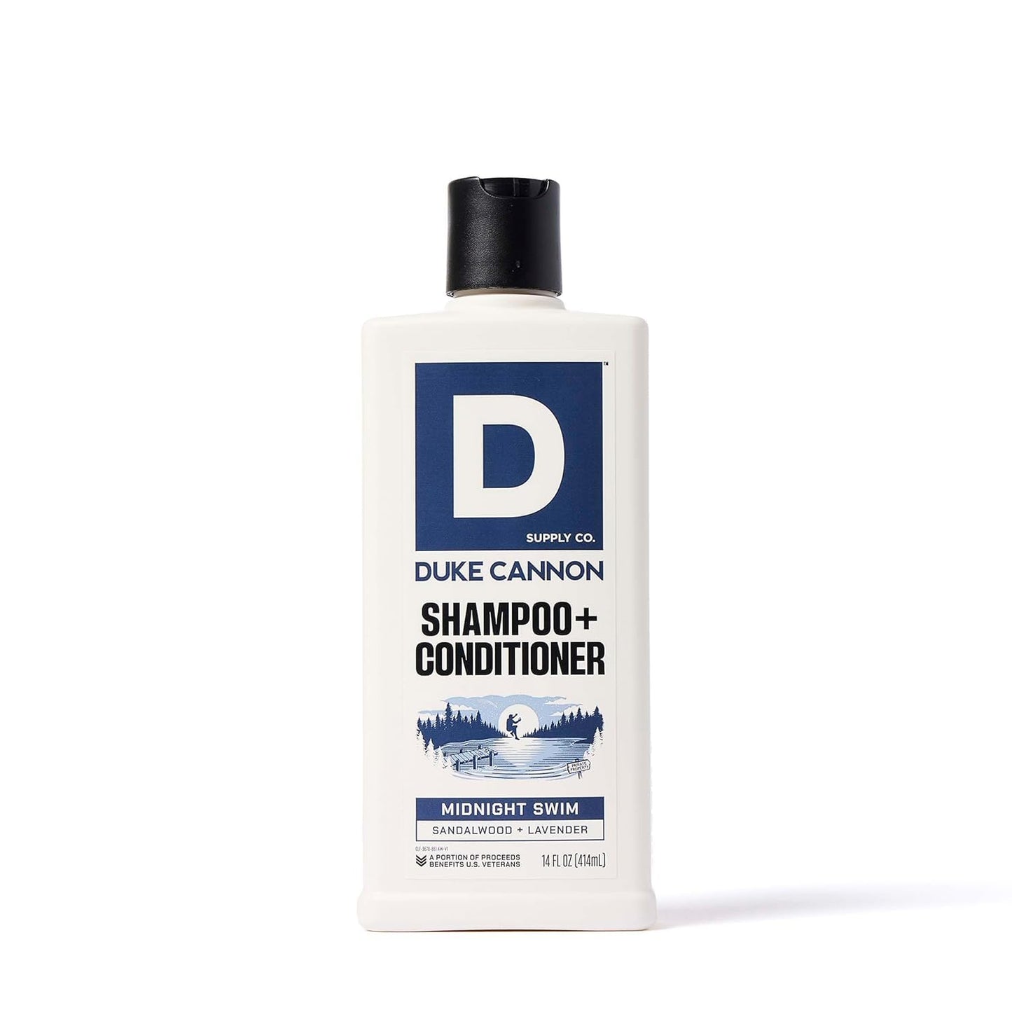 Duke Cannon Supply Co. Midnight Swim 2-in-1 Shampoo and Conditioner for Men - 14 fl oz - Sandalwood + Lavender Scent - Made with Tea Tree Oil