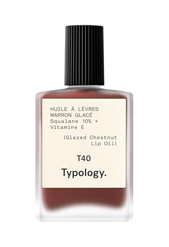 Typology T40 Glazed Chestnut Lip Oil, Moisturizing with 10% Squalane and Vitamin E