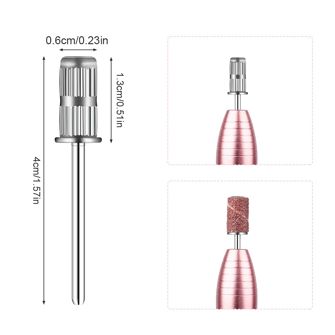 Rolybag 10 Pieces nail drill heads nail drill bits sanding band shaft 3/32 inch nail drill bits mandrels for electric file nail sanders manicure