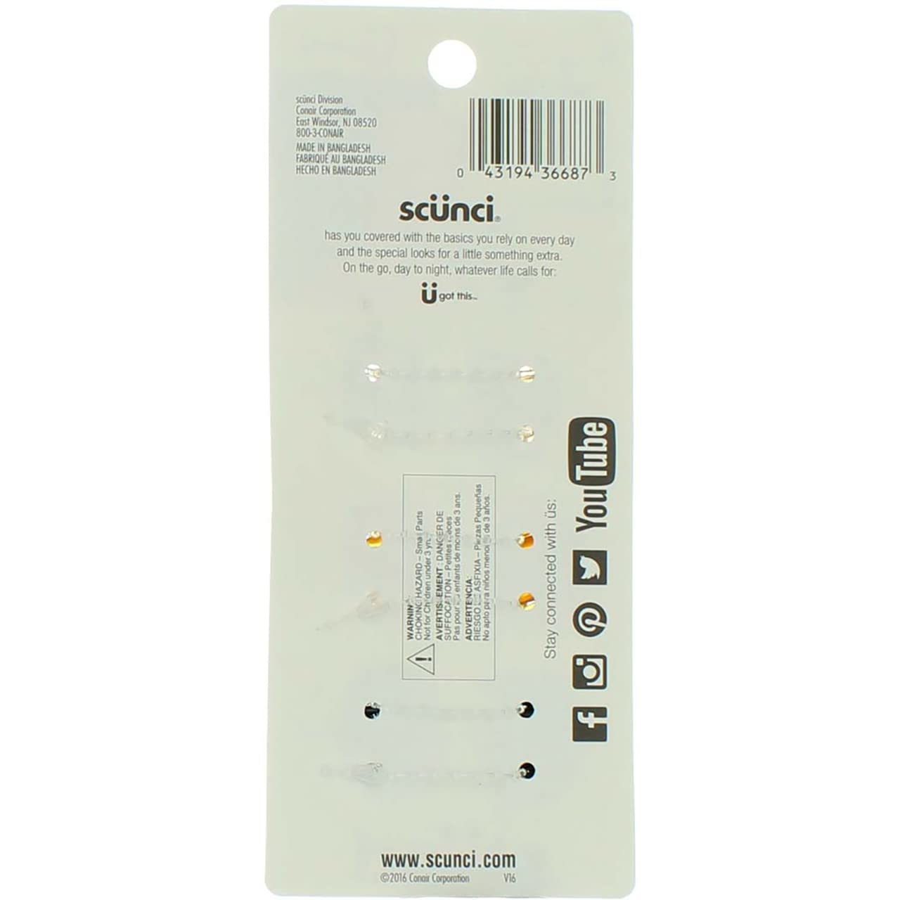 Scunci No-Slip Grip Mini Octopus Jaw Clips 6 Count (Pack of 2)