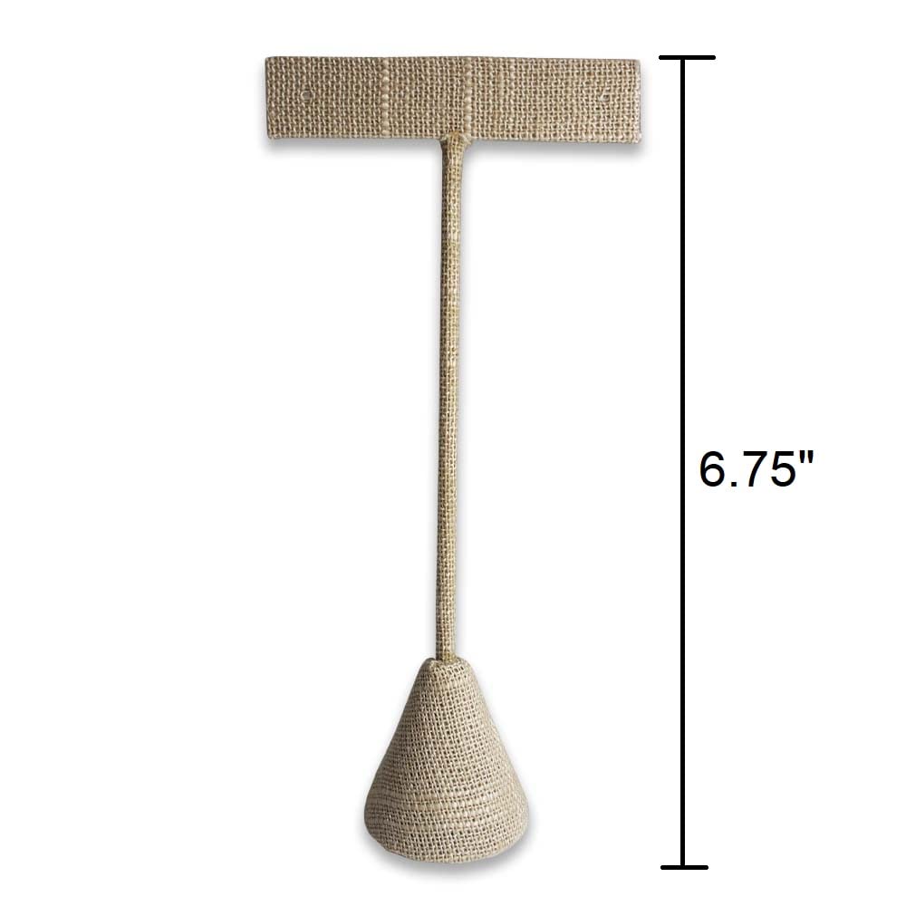 N'icePackaging 6Qty Burlap Canvas 6.75" High Free-Standing Earring T-Stand Display, T Shape Holder for Tradeshow, Home Business, Promotion, or just…