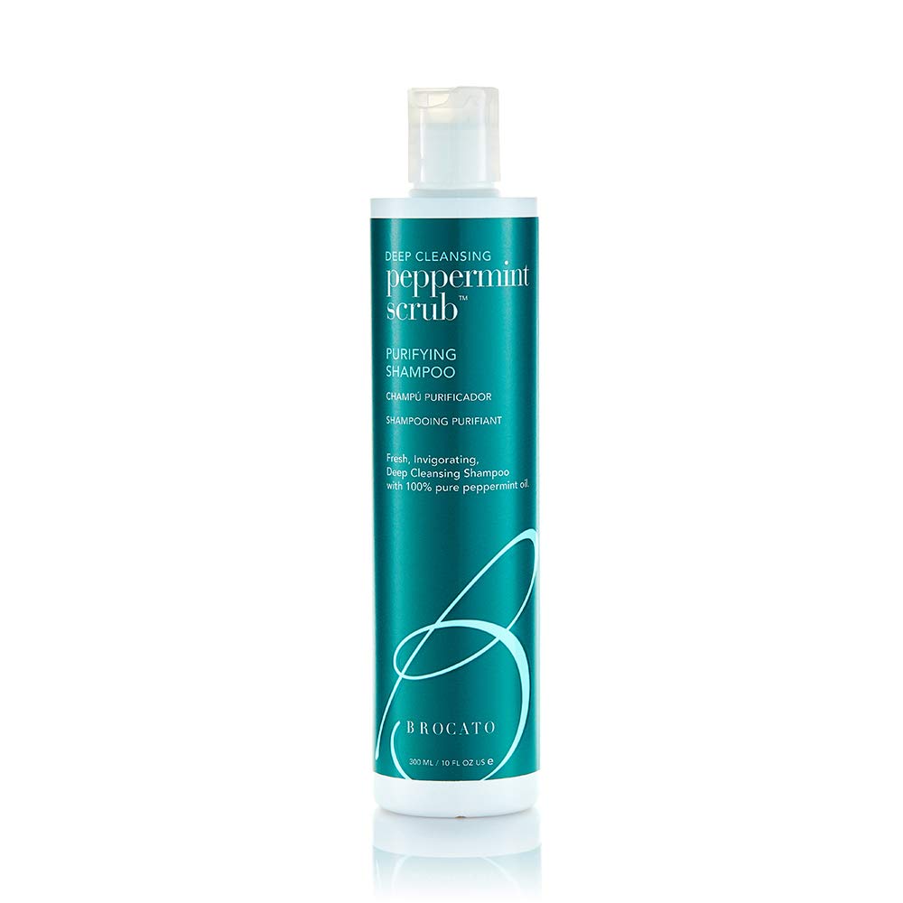 Brocato Peppermint Scrub Purifying Shampoo, Deep Cleansing, 10 Oz. | Fresh, Invigorating, & Lightweight with Pure Peppermint Oil | Ideal for Oily