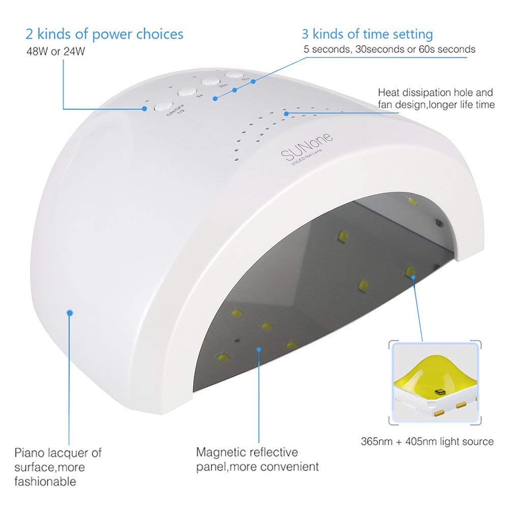 Vishine Gel Nail Polish Starter Kit with 48W SUNOne UV LED Nail Lamp Speed Dryer Manicure Tools 6 Pretty Colors Gel Polish Base and Top Coat #01