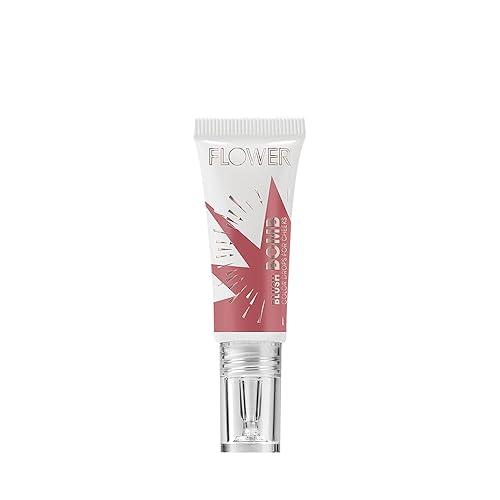 FLOWER Beauty By Drew Barrymore Liquid Blush Makeup Bomb Color Drops -Silky Lightweight Formula + Gel Cream Blush for Cheeks - Radiant + Glossy Finish