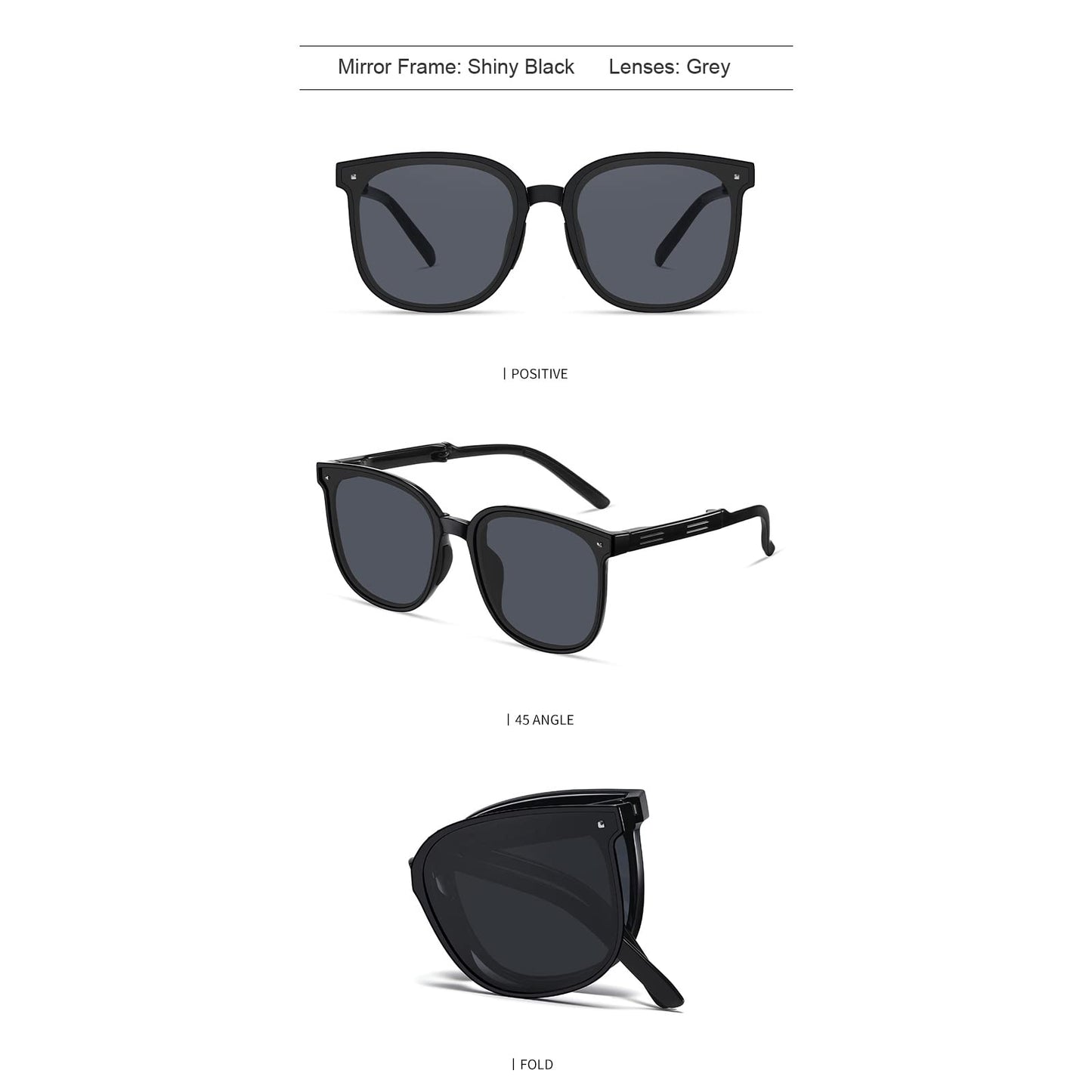 Carry Polarized Mini Folding Sunglasses Women Polarized UV Protection Trendy Designer Sun Glasses (Bright black)